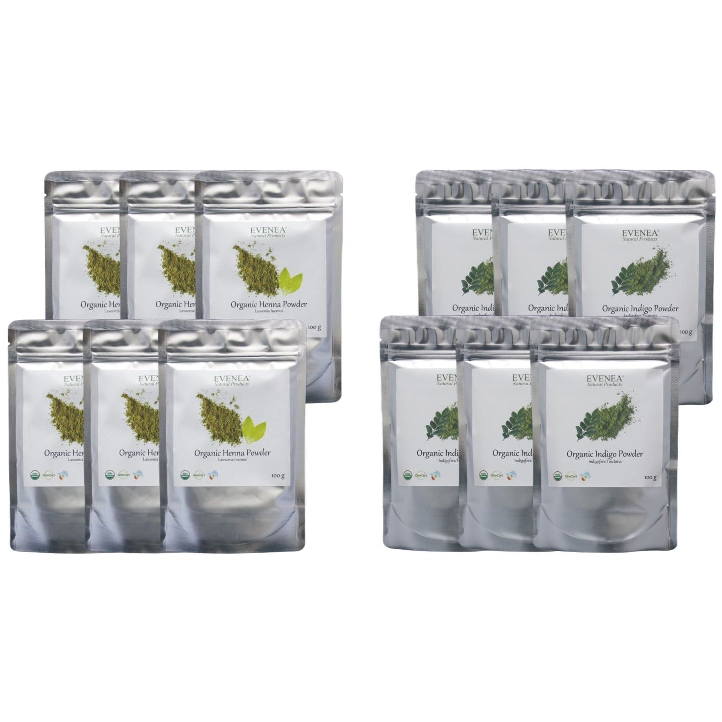 Henna and Indigo Powder Sets - Pure and Organic (100g pouches)