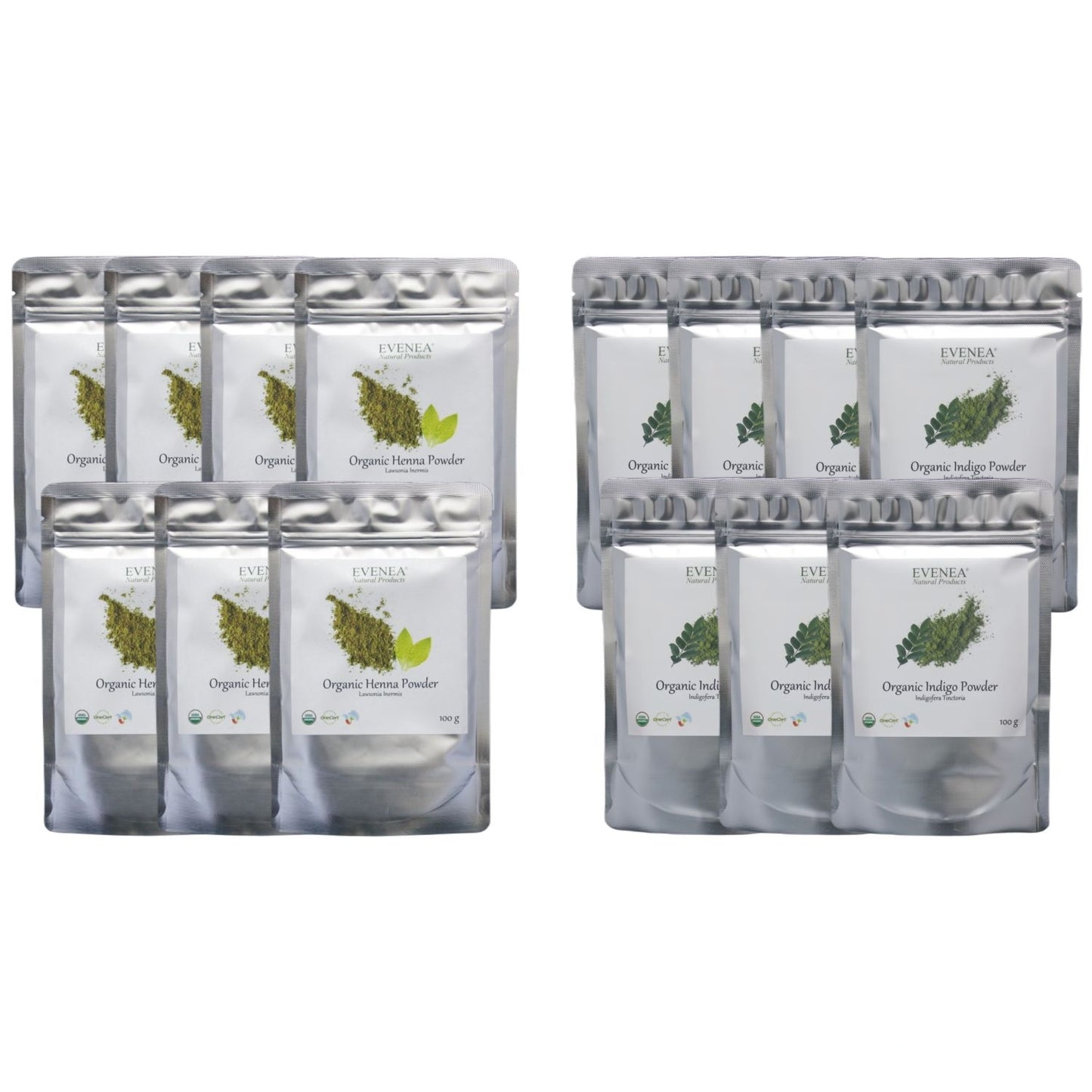 Henna and Indigo Powder Sets - Pure and Organic (100g pouches)