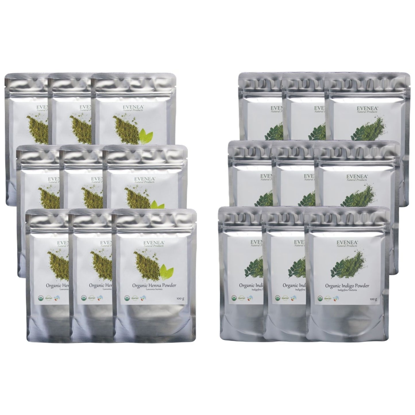 Henna and Indigo Powder Sets - Pure and Organic (100g pouches)