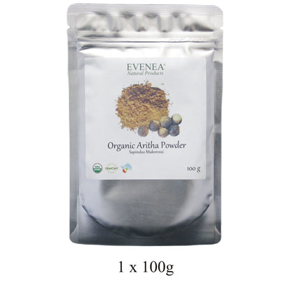 Aritha Reetha Soapnut Powder - Pure and Organic (100g pouches)